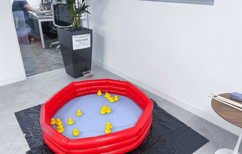 Compass Associates - Ickle Pickles Charity Day 2022 - hook a duck game set up
